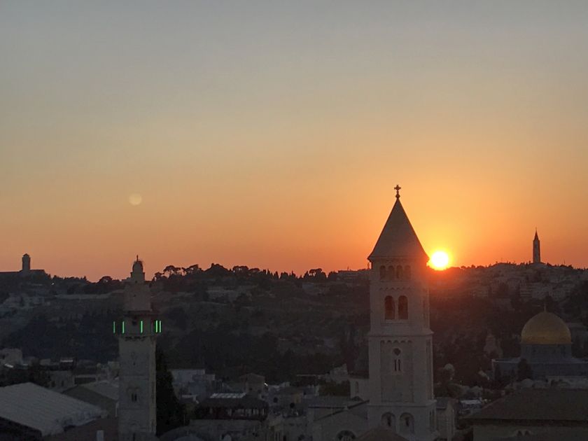 Blick auf Jerusalem mit Sonnenuntergang
