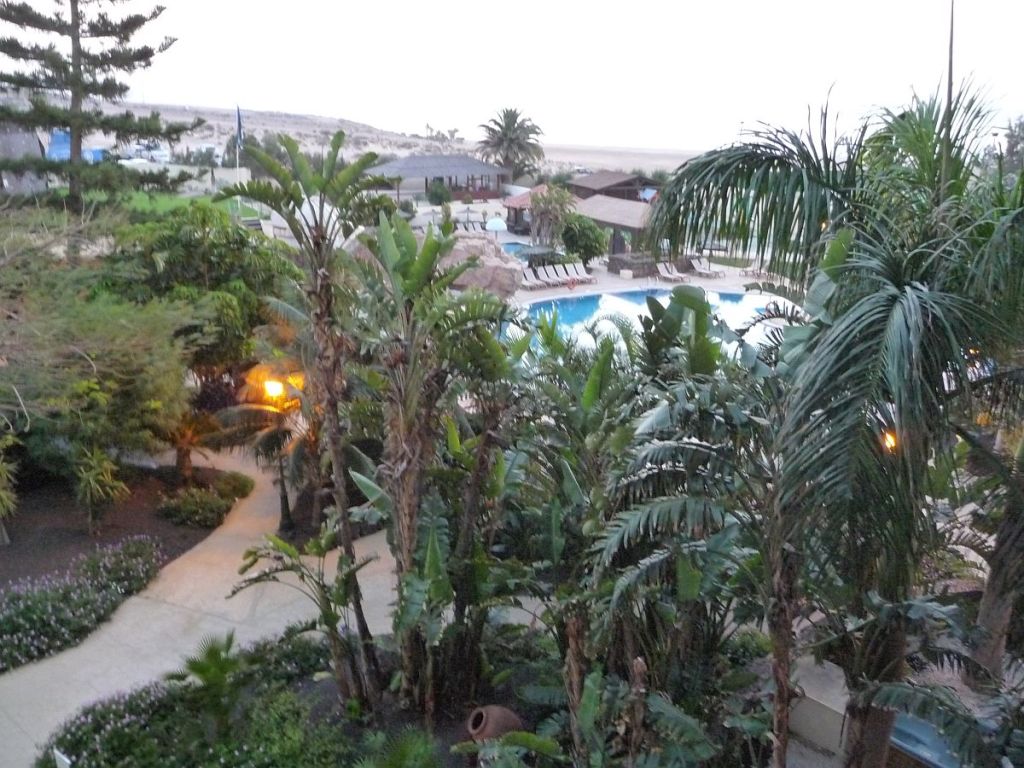 blick aus dem hotelzimmer auf den pool