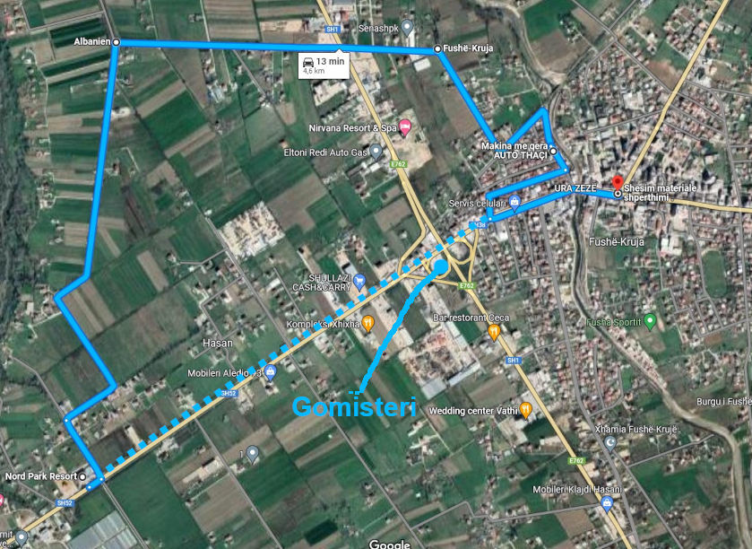 Karte von Fushe-Kruje