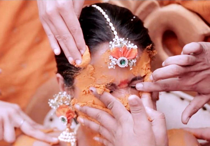 The bride at the Haldi ceremony