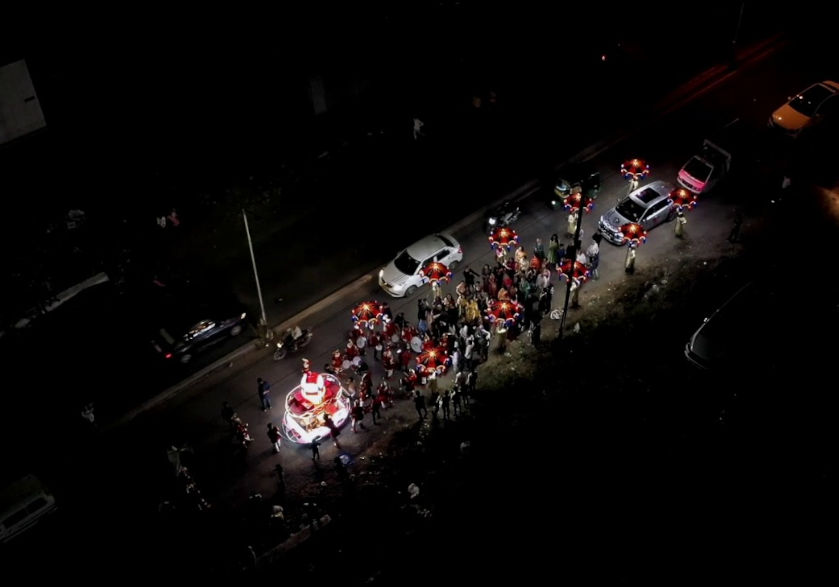 Procession on the way