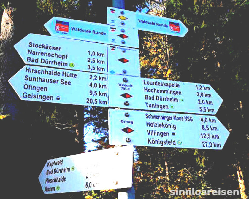 Alle Schilder zeigen nach Bad Dürrheim