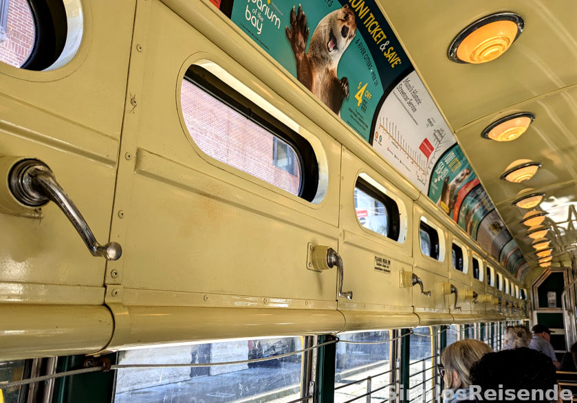 Innenraum Historische Straßenbahn in San Francisco