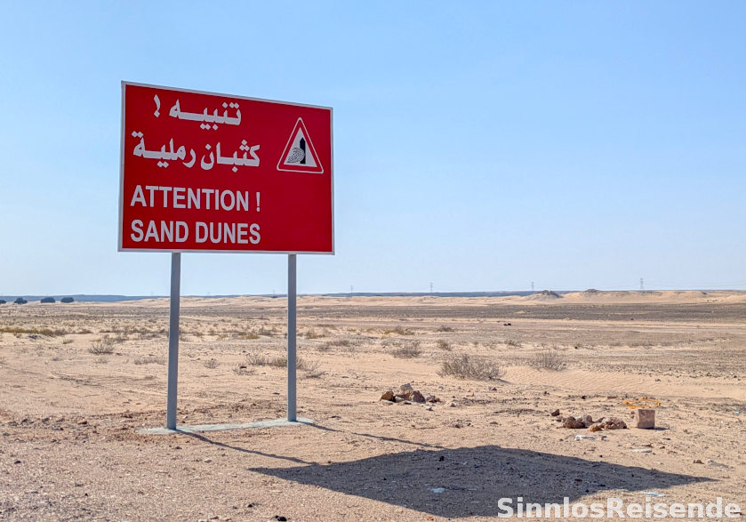 Schild Achtung Sanddünen