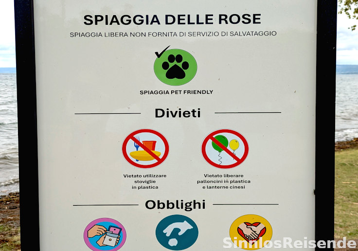 Schild am Spiaggia delle rose