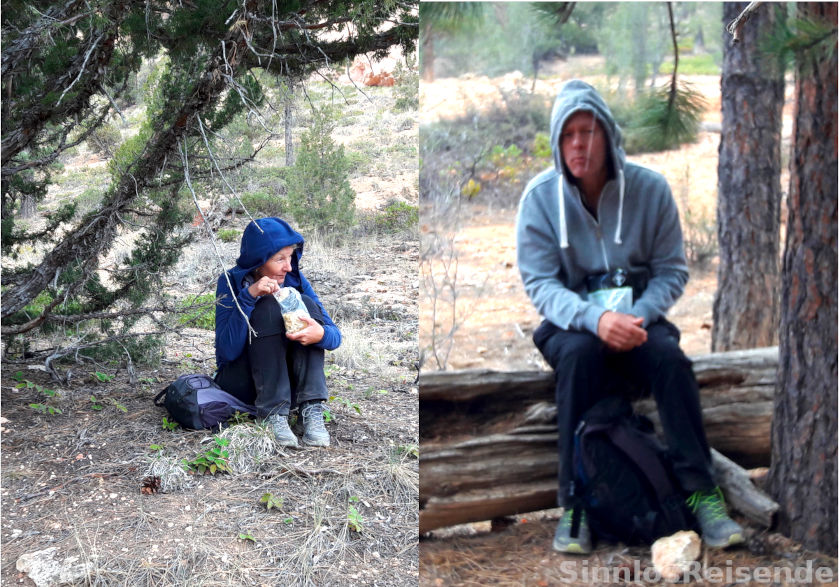 Die SinnlosReisenden stellen sich unter bei Regen